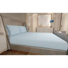 Imagem de Jogo De Lençol Zono Enxovais Cama Queen 3 Peças Malha 100% Algodão Azul Claro