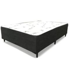 Imagem de Cama Box Conjugada Ortopédica Casal 138 X 188  Suede Preto - Tampo Bra