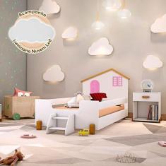 Imagem de Cama de Criança Infantil Juvenil Belissima Rosa Branca e Amêndoa Acomp