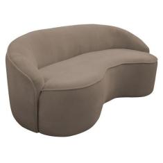 Imagem de Sofá Curvo Montserrat 210cm 03 Lugares Bouclé Marrom Claro - Nexta Cas