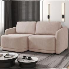 Imagem de Sofá Cama Modulado Retrátil e Reclinável Decorativo Varsóvia 216cm Veludo Rosê G33 - Gran Belo