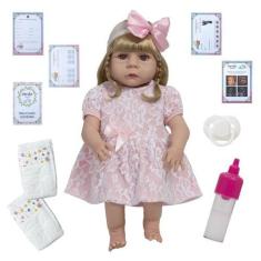 Imagem de Bebe Reborn Realista Silicone Loira Completa Pode Molhar - Cegonha Reb