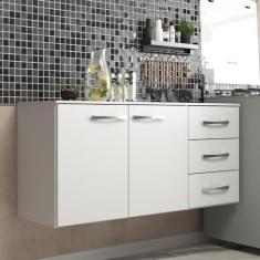 Imagem de Balcão de Cozinha Veneza Tampo 3 Gavetas 2 Portas Branco