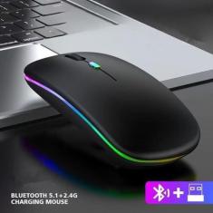 Imagem de Mouse sem fio bluetooth portátil, carregamento luminoso, 2.4g, usb, ta