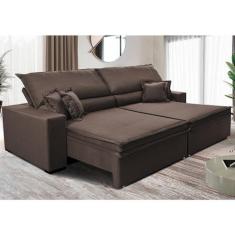 Imagem de Sofá Retrátil e Reclinável 3,15m Império com Molas Cama Inbox Linho Marrom