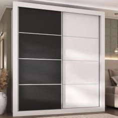 Imagem de Guarda-roupas Casal 2 Portas de Correr 4 Gavetas Alasca Multimóveis Mp4265 Branco/preto
