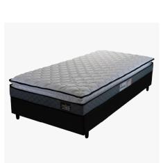 Imagem de Cama Box Solteiro Colchão Espuma D33 Pillow Top Millenium 88x188x57cm Cinza/Preto Hellen - Suporta até 120kg por Pessoa