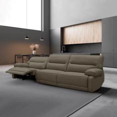 Imagem de Sofá Sala de Estar Reclinável Retrátil 303cm Swift Linho Braque Bege Escuro G81 - Gran Belo