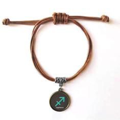 Imagem de DIYthinker Novembro, dezembro, pulseira de constelação de Sagitário, pulseira de couro com corda de couro marrom joia presente