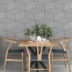 Imagem de Papel de Parede Adesivo Cubos em Listras N06262 Rolo 0,58x3M