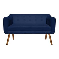 Imagem de Namoradeira Julia 2 Lugares 1,40 Suede Azul Marinho Castanho
