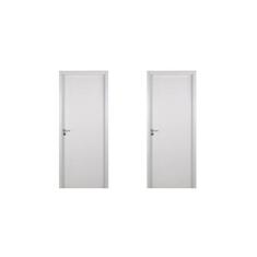 Imagem de 2 Kits Porta de Madeira Lisa 215x84cm com Batente de Mdf Ultra 10cm Melamínico Branco