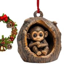 Imagem de Enfeites de Natal de Animais,Enfeites de Árvore de Natal de Animais,Natal assina pingente bonito - Pingente de saco de ornamento de carro acrílico 2D, decoração de casa de ornamento de férias, decoraç