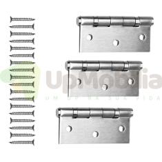 Imagem de Kit Dobradiças Quadrada 3x2,5x2 - Inox Escovado - Pct 3 Peças - 13065