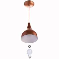 Imagem de Lustre Pendente Gota Media Alumínio 30cm Cobre + Lampadas