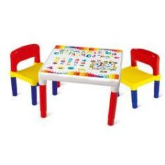 Imagem de Mesinha Mesa Escolar Infantil Multi Atividades + 2 Cadeiras