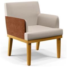 Imagem de Kit 03 Poltronas Decorativas Para Sala de Estar Beatriz W01 Linho Cru Corano Marrom - Lyam Decor