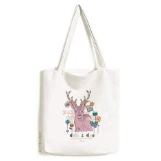 Imagem de Bolsa de lona colorida com efeito artístico de rena, bolsa de compras casual