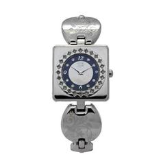 Imagem de IME Relógio feminino de quartzo com mostrador de madrepérola de cristal Swarovski com pulseira de aço inoxidável, Prata