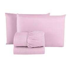 Imagem de Jogo De Cama Solteiro Liso Para Revenda Com Elástico 03 Peças Hotel Po