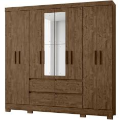 Imagem de Guarda Roupa Casal 8 Portas Com Espelho 9723 Castanho Wood Moval Castanho Wood