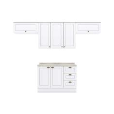 Imagem de Cozinha Modulada Henn Americana 5 Peças (3 Armários + 1 Balcão + 1 Complemento) C5P11 Branco