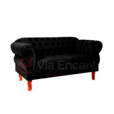 Imagem de Namoradeira Chesterfield 2 Lugares Elisabeth Via Encanto Veludo Preto