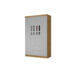 Imagem de Roupeiro Infantil Guarda Roupa 4 Portas 2 Gavetas E Nichos Alvin