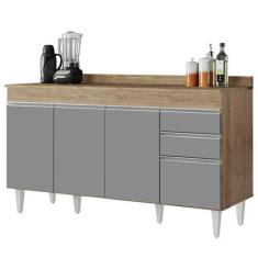 Imagem de Balcão Gabinete Com Tampo 150cm Marrocos Castanho/Cinza - Lumil - Lumi