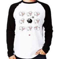 Imagem de Camiseta Raglan Ovelha Negra Manga Longa - Foca Na Moda