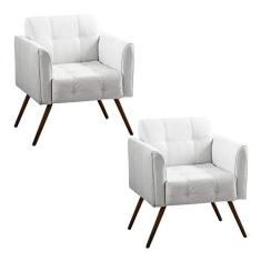 Imagem de Kit 2 Poltronas Decorativa Bia Couro Natural  - Scala Decor