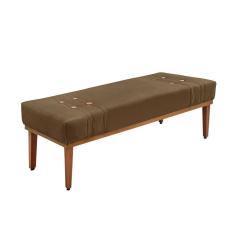 Imagem de Divã Recamier Banco Base Madeira Para Quarto Gênova 140cm Suede S04 - D`rossi Cor Caramelo