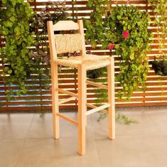 Imagem de Banqueta de Madeira com Assento e Encosto de Palha