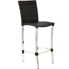 Imagem de Banqueta Cannes Alumínio Alta Balcão Fibra Sintética Trama Pedra Ferro