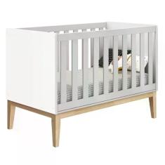 Imagem de Berço Mini Cama Classic com Pés Madeira Natural - Reller Móveis Branco Fosco