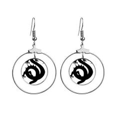 Imagem de Brincos de argola com silhueta de dragão chinesa chinesa com pingente de argola