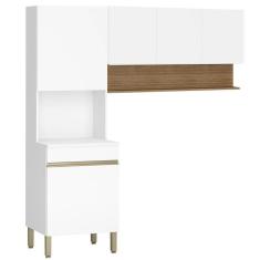 Imagem de Armário de Cozinha 120cm com Paneleiro Lina K02 Supremo/Freijó - Mpozenato