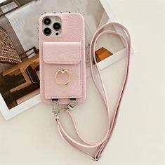 Imagem de Carteira com Alça de Pescoço Crossbody Capa para Cartão de Telefone para iPhone 14 13 12 11 Pro Max Mini X XS XR 7 8 Plus Capa de Couro, Rosa, Para iPhone SE 2022