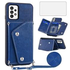 Imagem de Asuwish Capa de telefone para Samsung Galaxy A73 5G capa carteira com protetor de tela de vidro temperado e suporte para cartão de crédito alça transversal acessórios de celular de couro A 73 mulheres