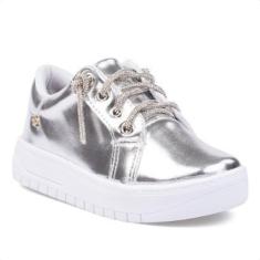 Imagem de Tênis Feminino Infantil Casual Cano Curto Cadarço De Strass-Feminino