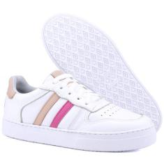 Imagem de Tênis Casual Mr. Gutt De Couro listras Branco, Branco, Bege, 36