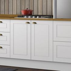 Imagem de Balcão para Cozinha 2 Portas 80cm com Tampo Para Cooktop Emily Branco HP/Marrom