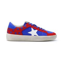 Imagem de Mi.iM Candace Rubber Sole Cadarço Couro Glitter Star Tênis, Azul, vermelho, 36