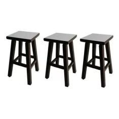 Imagem de Kit 3 Banqueta Media Hardman Padrão Nogueira Assento Quadrado MDF Bran