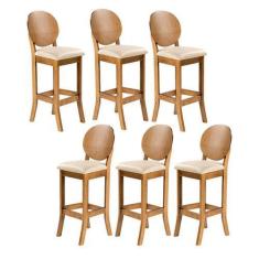 Imagem de Kit 6 Banquetas Alta para Cozinha 113 x 36 Cm Florence Madeira Maciça 