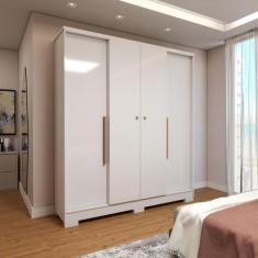 Imagem de Guarda-Roupa Solteiro Varsóvia 4 Portas 2 Gavetas Branco - Panorama Mó