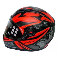 Imagem de Capacete Moto Fechado GTN R1 Viseira Cristal Preto Fosco/Vermelho Inme