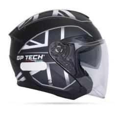 Imagem de Capacete Moto Aberto Gp Tech Uk Preto/Branco Fosco, 60