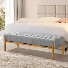 Imagem de Recamier Base em Madeira Puerto 1,83m Capitonê Linho Cinza - VILLA CAS