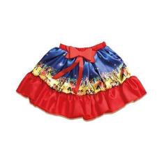 Imagem de Saia Junina Infantil Com Laço Vermelho Roupa Caipira Menina - Fantasia